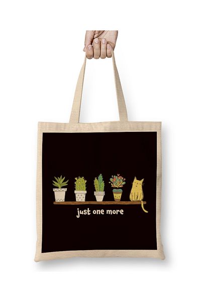 Baskı Dükkanı Indoor Plants Collector Cat Gardener Landscaper Watering Can Υφασμάτινη τσάντα με μακριά λαβή