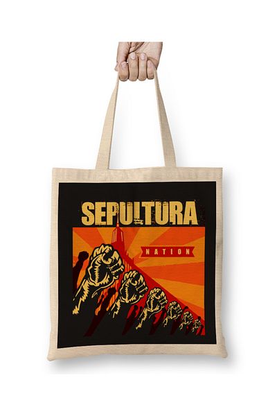 Baskı Dükkanı Υφασμάτινη τσάντα Sepultura Nation με μακριά λαβή