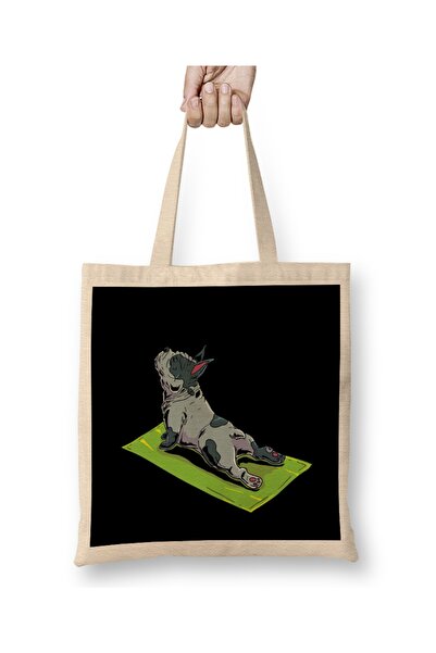 Baskı Dükkanı Francuski buldog joga tkanina Torba duga Sa ručkom