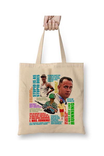 Baskı Dükkanı Forrest Gump Quotes υφασμάτινη τσάντα με μακριά λαβή