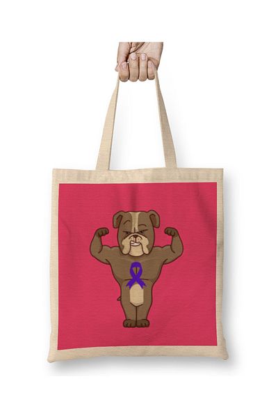 Baskı Dükkanı DOG CROHN'S & COLITIS AWARENESS Warrior υφασμάτινη τσάντα με μακριά λαβή