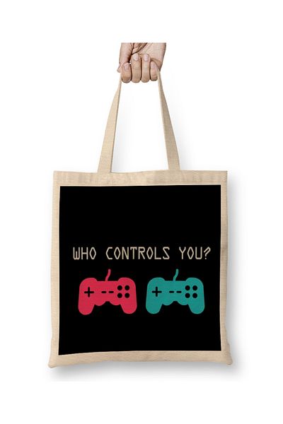 Baskı Dükkanı Gamer Who Controls You 01 Geantă din pânză cu mâner lung