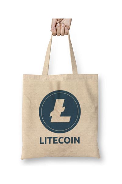 Baskı Dükkanı Υφασμάτινη τσάντα Litecoin To The Moon LOGO με μακριά λαβή