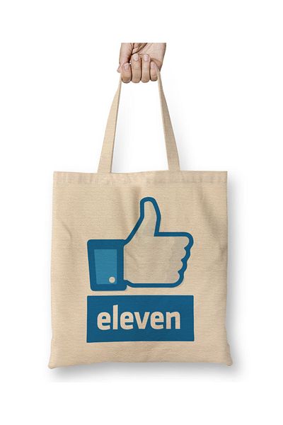 Baskı Dükkanı Stranger Things Eleven Facebook Like Logo Geantă din pânză cu mâner lung