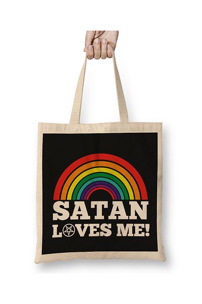 Baskı Dükkanı Insigna Satanică a lui Lucifer - Geantă de pânză cu mâner lung
