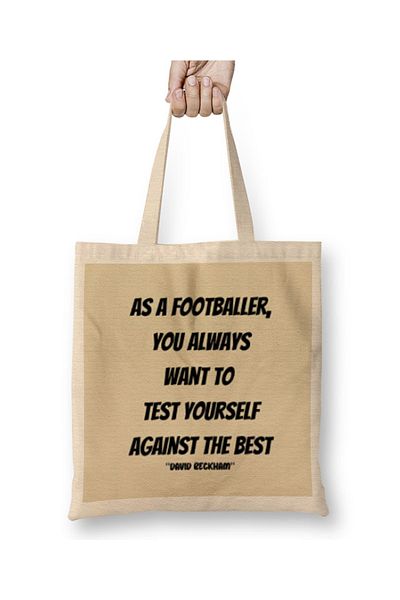 Baskı Dükkanı David Beckham Quotes Gift- Vintage ρετρό υφασμάτινη τσάντα σε στυλ ουράνιου τόξου με μακριά λαβή