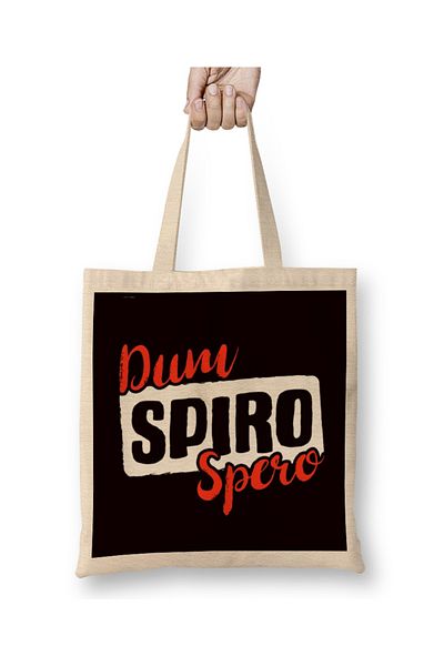 Baskı Dükkanı Latin Phrase Dum Spiro Spero Γλώσσα Εκπαίδευση Μοτίβο υφασμάτινη τσάντα μακριά λαβή