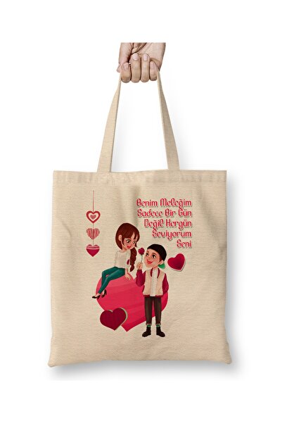 Baskı Dükkanı Poklon za Dan zaljubljenih za partnera 019 Tkanina Torba Dugačk...