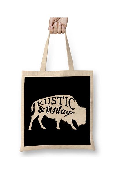 Baskı Dükkanı Μαύρη υφασμάτινη τσάντα ρετρό Animal Stag Nvr Out of Style με μακριά λαβή