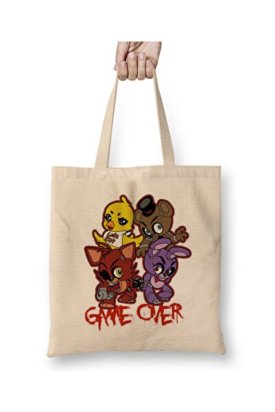 Baskı Dükkanı Pet noći kod Fredija Vreme za igru Krpa Torba Duga Sa ručkom