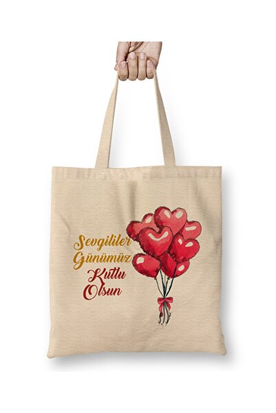 Baskı Dükkanı Poklon za Dan zaljubljenih za partnera 089 Tkanina Torba Duga S...