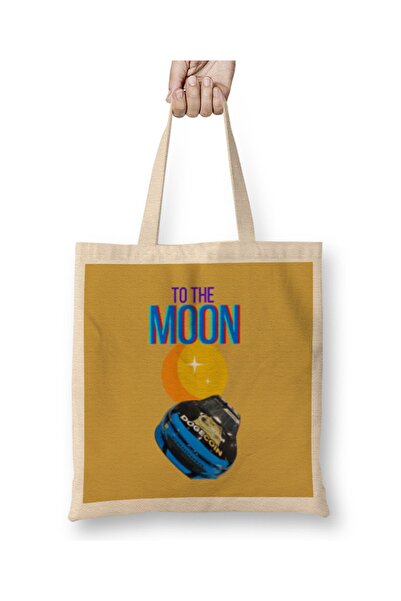 Baskı Dükkanı TO THE MOON DOGECAR Dogecoin Kripto Logo Merch Majica Torba Dug...