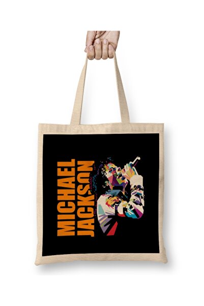 Baskı Dükkanı Popart stil Michael Jackson Kralj popa u pop art torbi Torba du...