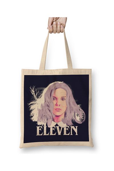 Baskı Dükkanı Geantă din pânză Stranger Things Eleven 08 cu mâner lung
