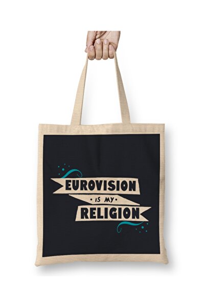 Baskı Dükkanı Eurovision je moja religija torba Torba duga Sa ručkom