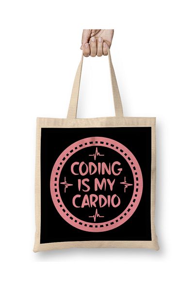 Baskı Dükkanı Coding Is My Cardio Fitness Gym Workout Bărbați Femei 02 Geantă din pânză Mâner lung