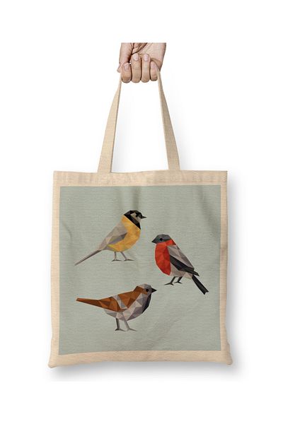 Baskı Dükkanı Γεωμετρική υφασμάτινη τσάντα Animal Birds με μακριά λαβή