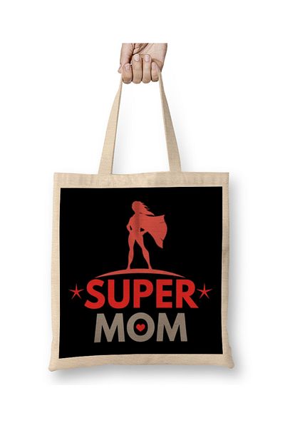 Baskı Dükkanı Υφασμάτινη τσάντα Supermom Superanne 04 με μακριά λαβή