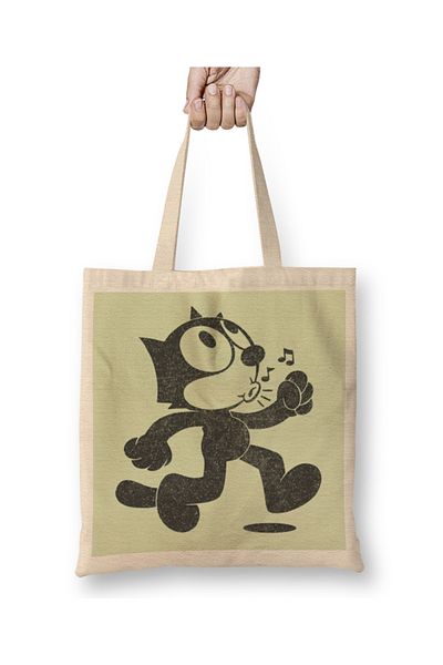 Baskı Dükkanı Υφασμάτινη τσάντα Felix The Cat Retro Faded Design με μακριά λαβή