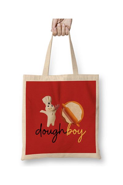 Baskı Dükkanı Funny Chef Cook Doughboy Geantă din pânză cu mâner lung