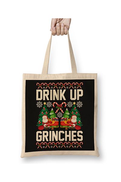 Baskı Dükkanı Drink Up Grinches 01 υφασμάτινη τσάντα με μακριά λαβή