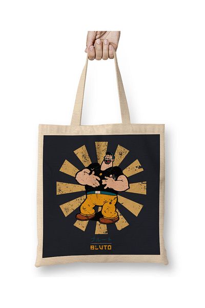Baskı Dükkanı Bluto Retro Ιαπωνική Popeye υφασμάτινη τσάντα με μακριά λαβή