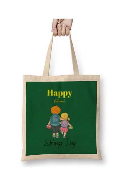 Baskı Dükkanı Happy Siblings Day 2021 Siblings Day 2021 υφασμάτινη τσάντα με μακριά λαβή