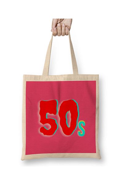 Baskı Dükkanı Anii '50 Vintage Design Retro Slogan Style Art- Tv Kid Movies Geantă din pânză Mâner lung