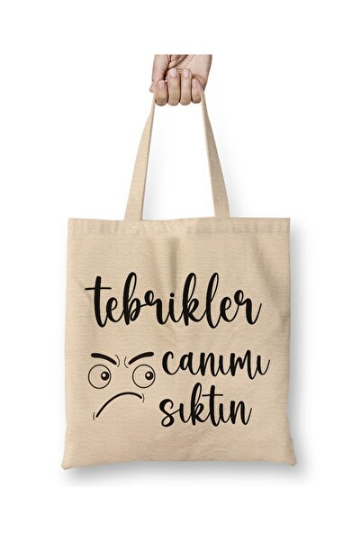 Baskı Dükkanı Smešna izreka Čestitam, dosađivali ste me Tkanina Torba Duga Sa...