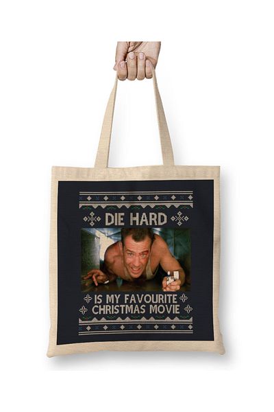 Baskı Dükkanı Die Hard Is My Favorite Christmas Movie Υφασμάτινη τσάντα με μακριά λαβή