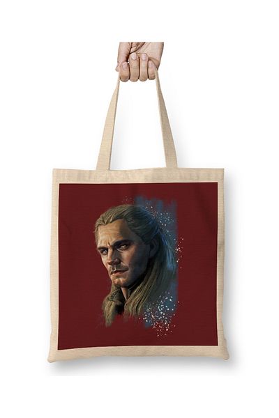 Baskı Dükkanı Υφασμάτινη τσάντα Witcher Geralt 01 με μακριά λαβή