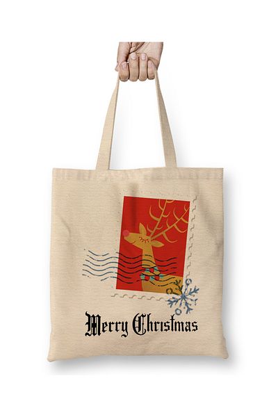 Baskı Dükkanı Πρωτοχρονιάτικο Πρωτοχρονιάτικο Concept Merry Christmas υφασμάτινη τσάντα με μακριά λαβή
