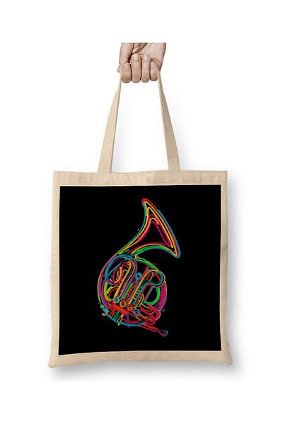Baskı Dükkanı French Horn Music 01 υφασμάτινη τσάντα με μακριά λαβή