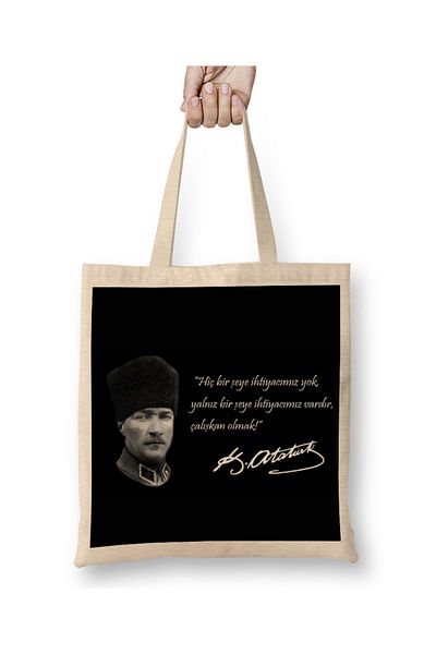 Baskı Dükkanı Mustafa Kemal Atatürk Quote 01 υφασμάτινη τσάντα με μακριά λαβή