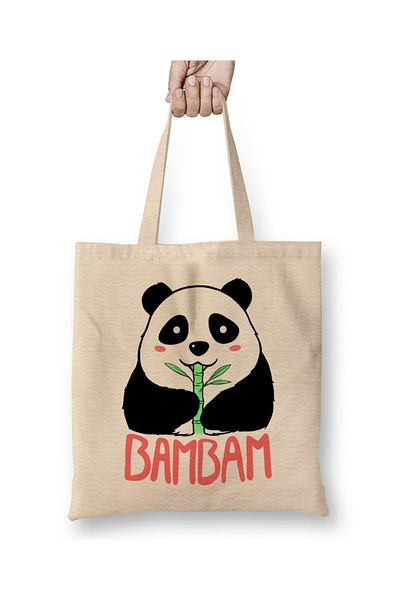 Baskı Dükkanı Υφασμάτινη τσάντα Pandas Panda Bambam με μακριά λαβή