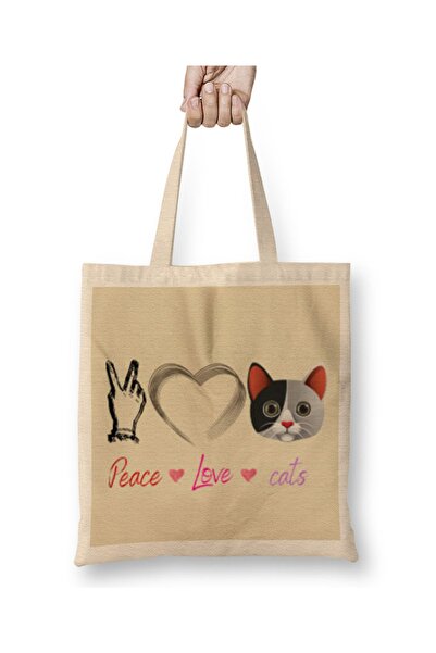 Baskı Dükkanı Peace Love Cats Cadou minunat Moda Femei Peace Love Cats Funny ...