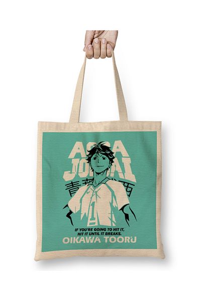 Baskı Dükkanı Geantă din pânză Haikyuu Oikawa Tooru cu mâner lung