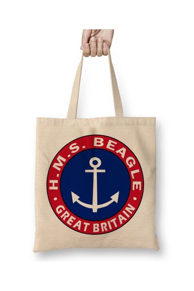 Baskı Dükkanı HMS Beagle tkanina Torba duga Sa ručkom