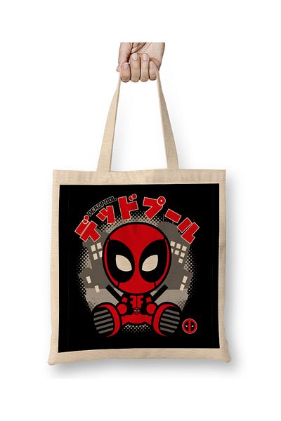 Baskı Dükkanı Υφασμάτινη τσάντα Chaos Superhero Marvel Deadpool με μακριά λαβή