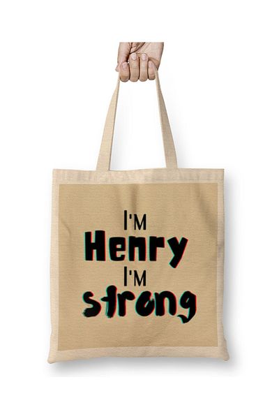 Baskı Dükkanı Nume Henry Design personalizat Cadou Baby-Cadou pentru el Geantă din pânză cu mâner lung