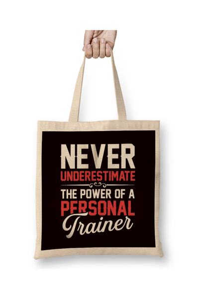Baskı Dükkanı Antrenor personal Power Workout Fitness Instructor Gym Sports Geantă din pânză cu mâner lung