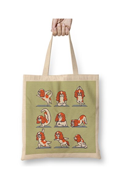 Baskı Dükkanı حقيبة يوجا كافالير كينج تشارلز سبانيل بمقبض طويل