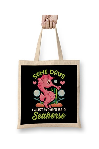 Baskı Dükkanı Slatko, nekih dana samo želim da budem morski konjić, tkanina T...