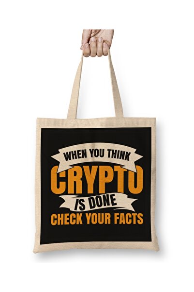 Baskı Dükkanı Kripto bik tržište Bitcoin Cloth Torba Dugo Sa ručkom