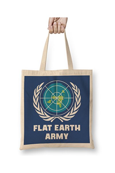 Baskı Dükkanı Parodijska majica sa logotipom UN-a Flat Earth Army Torba Duga ...