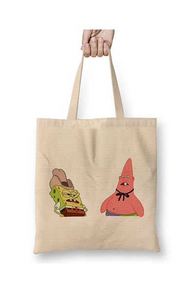 Baskı Dükkanı Spongebob Dirty Dan și Pinhead Larry Geantă din pânză cu mâner lung