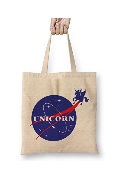 Baskı Dükkanı NASA Unicorn tkanina Torba - Leteći dugi Sa ručkom