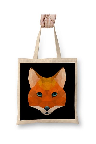 Baskı Dükkanı Γεωμετρική υφασμάτινη τσάντα Animal Fox με μακριά λαβή