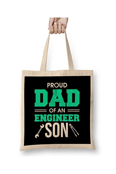 Baskı Dükkanı Ponosni tata inženjera, inženjerski otac, tkanina Torba duga Sa...