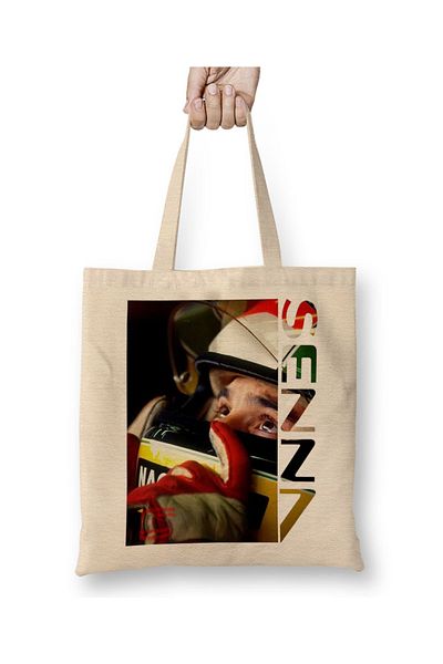 Baskı Dükkanı Ayrton Senna 02 Cloth Bag Long Handle